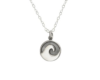 Wave necklace, Sterling silver wanderlust jewelry, ocean wave, surfing necklaces for women, Mothers Day Gift, discontinued