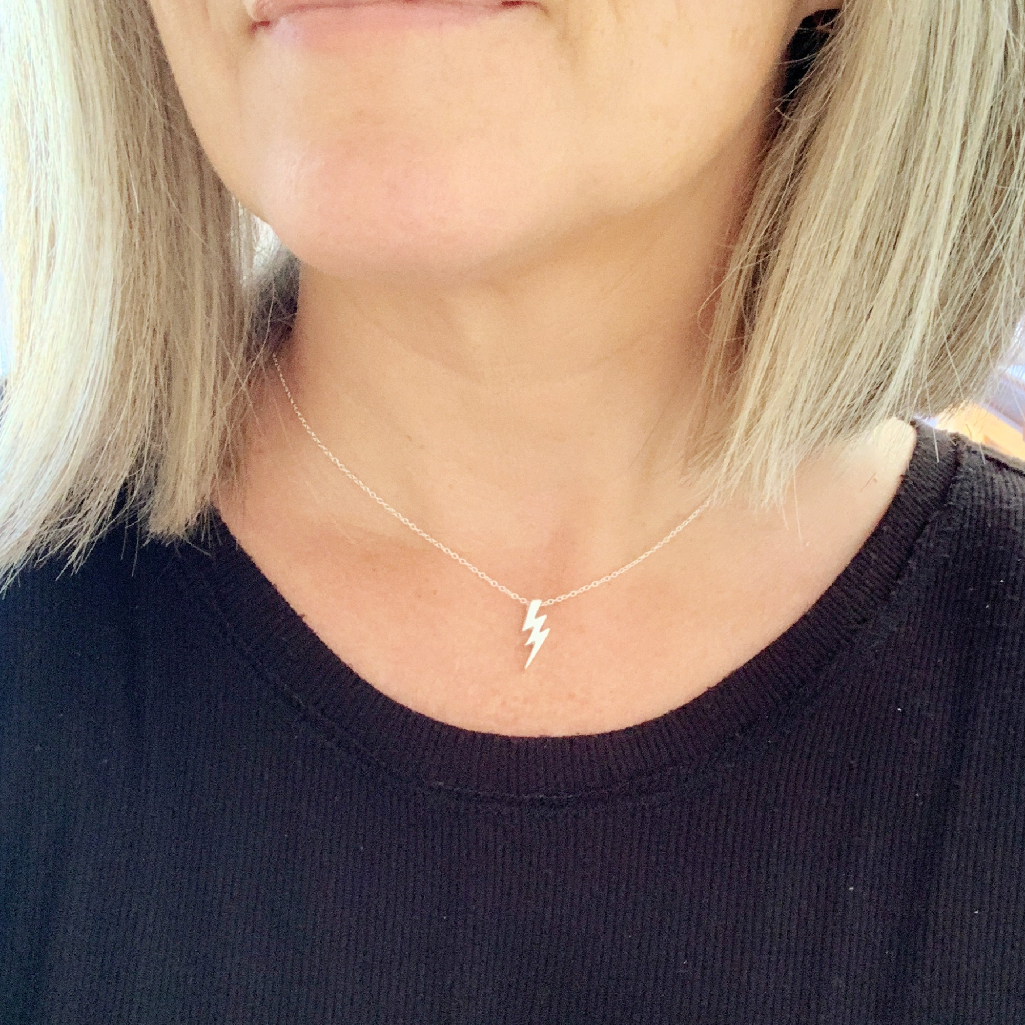 Lightning Bolt Necklace Sterling Silver 