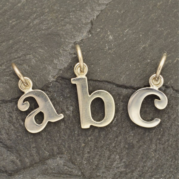 Sterling Silver initial charm add on to your necklace small lowercase letter a b c d e f g h I j k l m n o p q r s t u v w x y z