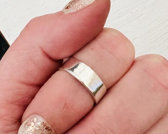 Sterling Silver Wide Band Ring: 6mm Stamping Blank, Unisex Wedding Band
