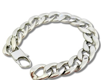 Heavy Duty Stainless Steel Curb Link Bracelet, Everyday Silver Chain, 8 inch