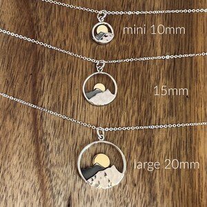 16 Inch Mountain Necklace, Ready to Ship Necklaces for Women, Wanderlust Jewelry, Mountain Range with Sun, Mothers Day Gift, Earth Day image 9