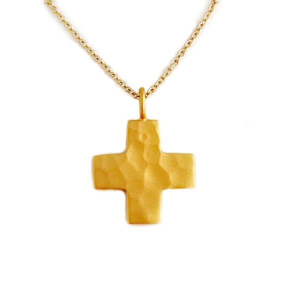 Gold plated cross necklace | River Island