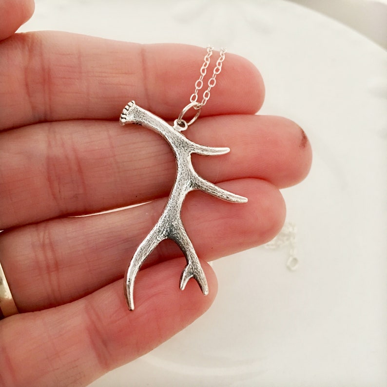 Deer Antler Necklace Sterling Silver Mens or Womens Jewelry Etsy