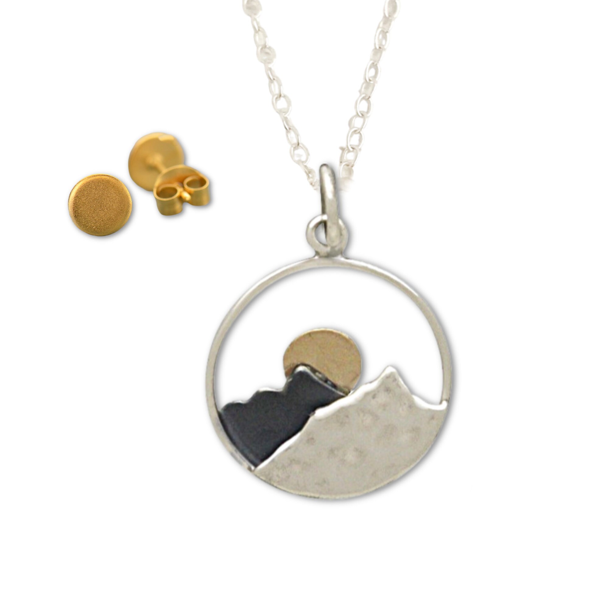 Mountain Necklace with Sun Rising or Setting behind Mountain Range, S…