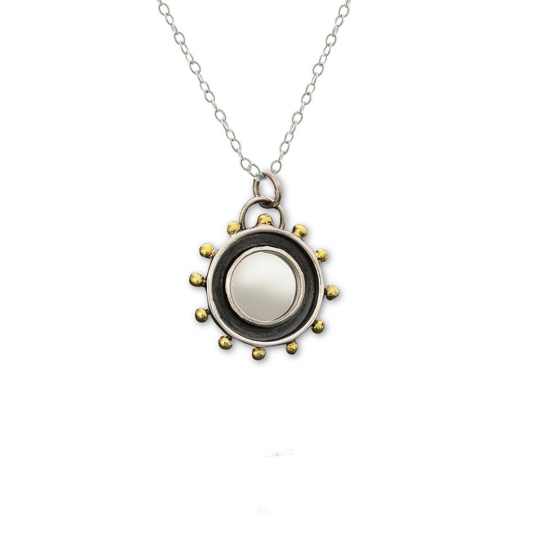 Small Mirror Necklace Sterling Silver Necklace for Woman Etsy
