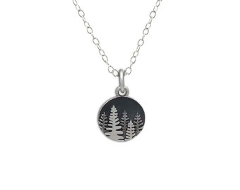 Small Pine Tree Charm Necklace, Nature-inspired Sterling Silver Charm with Pine Trees, Minimalist Jewelry, Mothers Day Gifts
