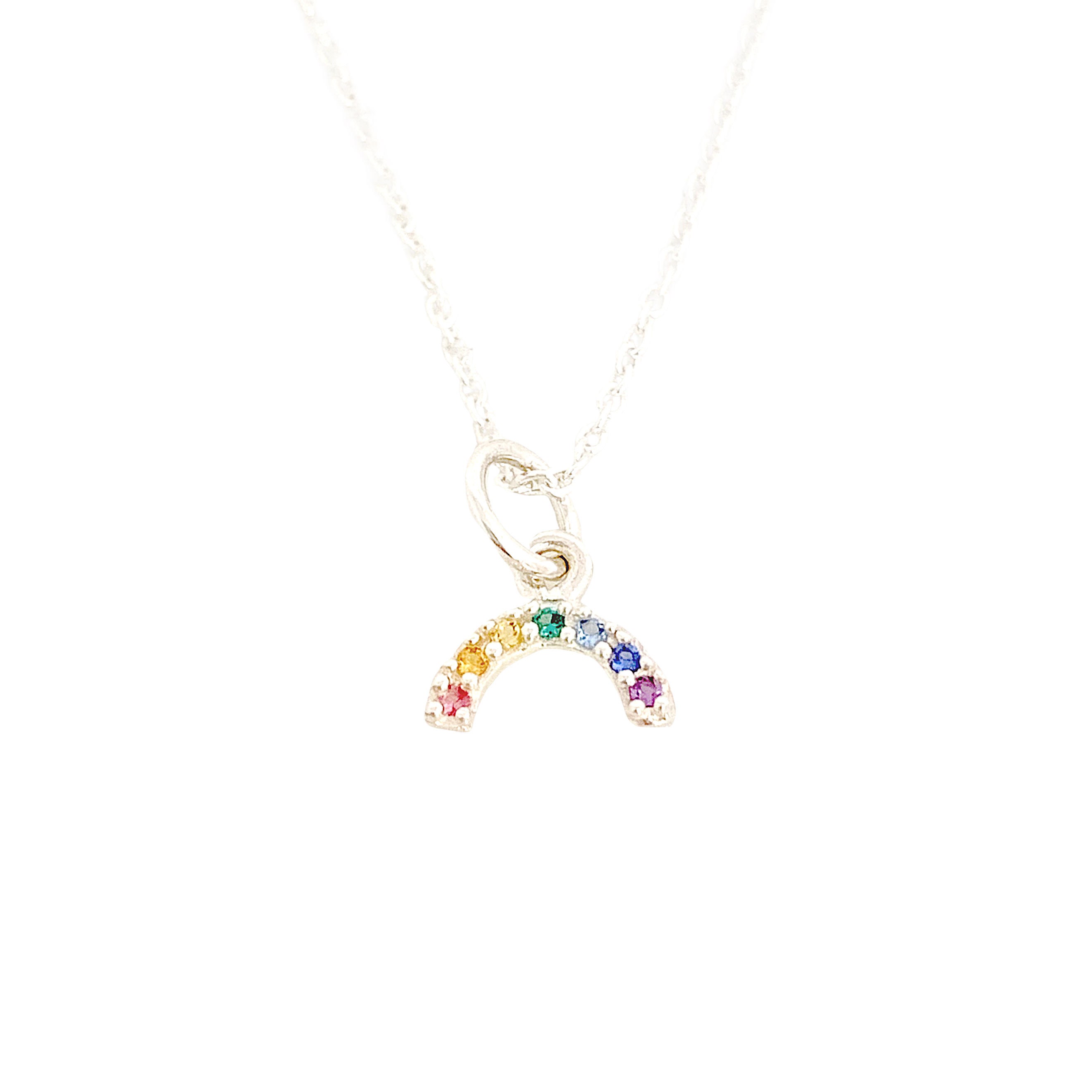 Tiny Rainbow Necklace for Women or 