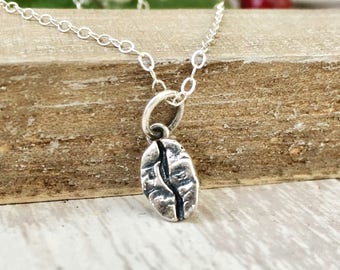 Dainty Sterling Silver Coffee Bean Charm - Barista Gift