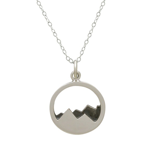 Mountain Necklace silver mountain jewelry mountain pendant | Etsy