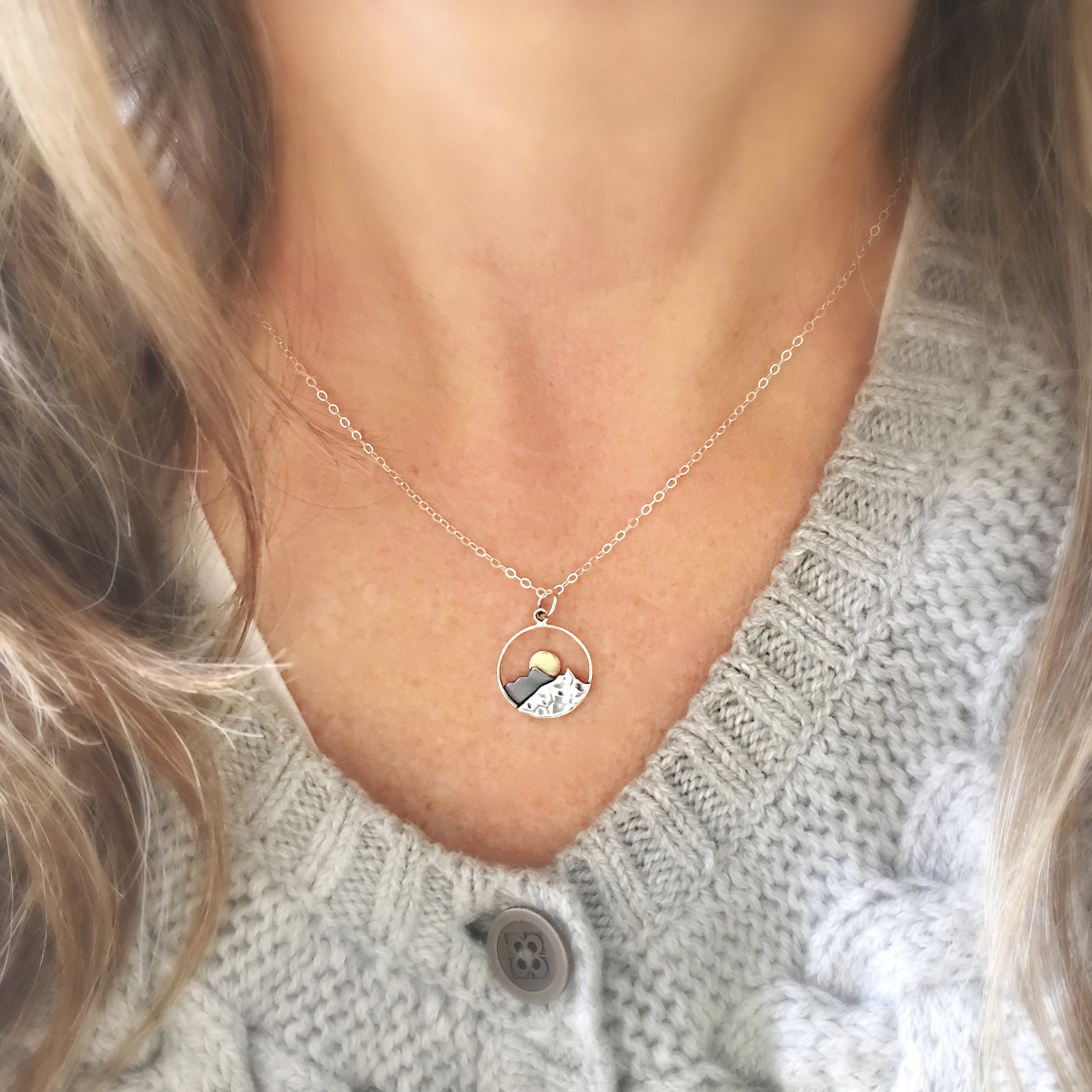 Mountain Necklace, Ready to Ship Gift for her, Sterling Silver Neckla…