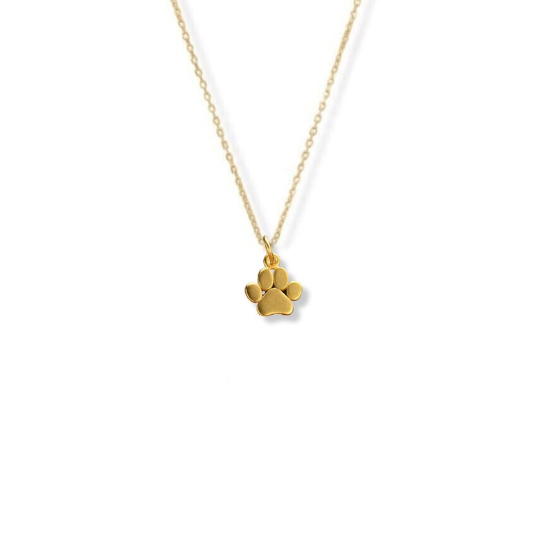 Minimalist Gold Paw Print Charm Necklace Perfect Gift for Pet Lovers, Womens Gold Jewelry, cat mom or dog owner gift, dainty gold necklace image 2