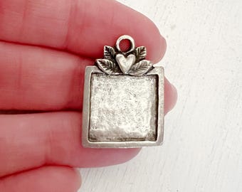 Square Pewter Stamping Blank with Heart