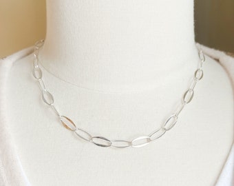 Sterling Silver Long Oval Link Chain Necklace, Ready to Wear, Layering, Statement, Add a Pendant or Charms, Mothers day gifts for her