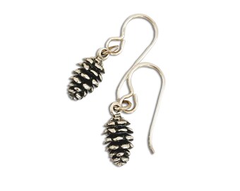 Sterling Silver Pine Cone Earrings, Gift for Nature Lover, Hiker