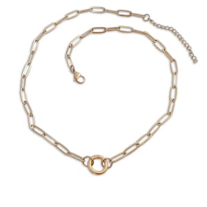 Stainless Steel Paperclip Chain with Circle Charm Holder, Extender, Lobster Clasp, Modern Design 18k Gold Coated, Silver, Necklace, Bracelet image 3