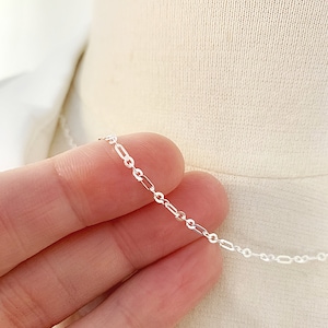 Sterling Silver Figaro Necklace Chain, 2mm light chain, 16 18 20 24 or 30 inches long, ready to wear or add pendant, mens or womens jewelry