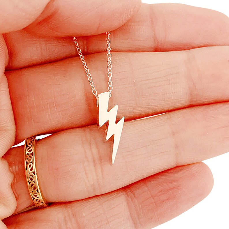 Lightning Bolt Necklace Sterling Silver Slide Necklace for Etsy
