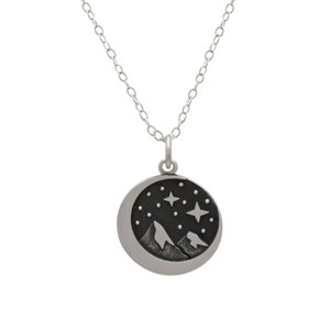 Sterling Silver Mountain Necklace: Celestial Starry Night Jewelry