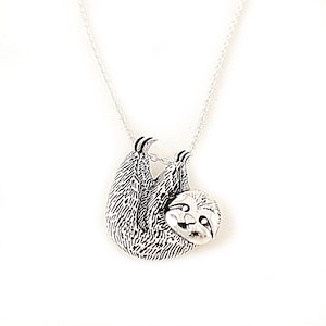 Sloth necklace for women, sloth gifts for her, sterling silver pendant necklace, best friend birthday, slow animal, lazy person