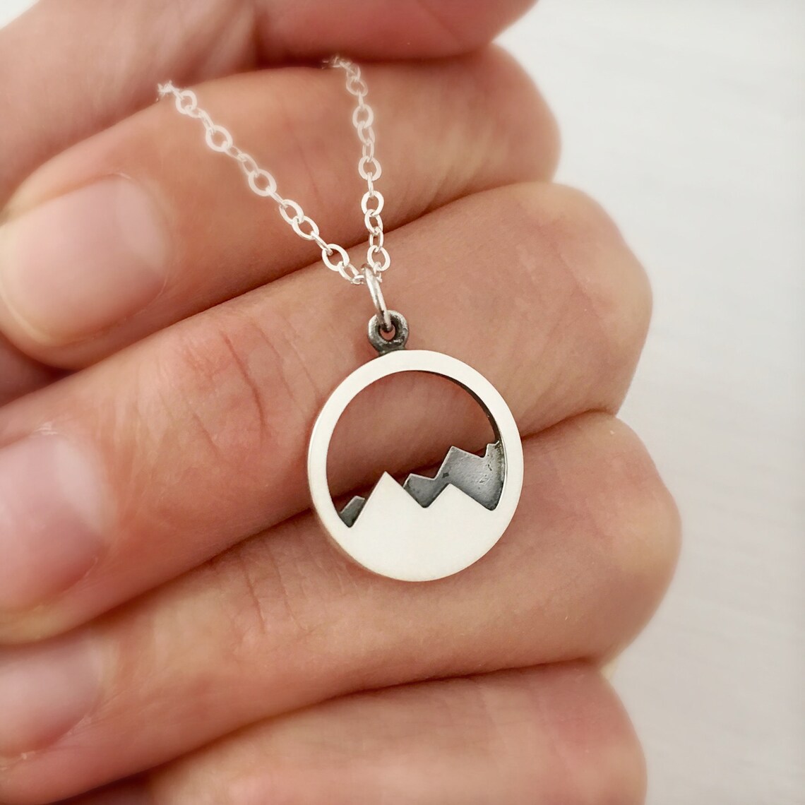 Mountain Necklace silver mountain jewelry mountain pendant Etsy