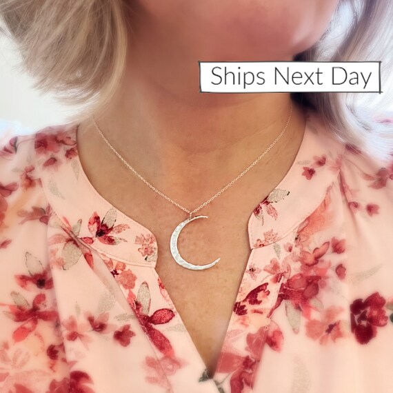 Crescent Moon Pendant Necklace Womens 