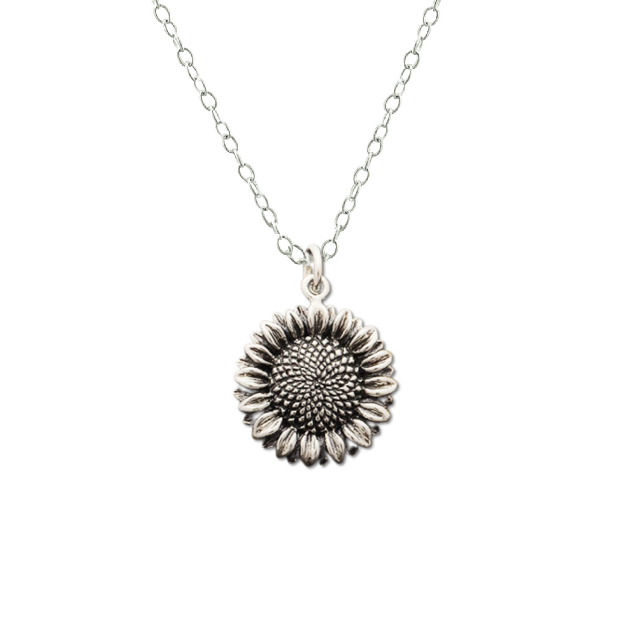 Sterling Silver Sunflower Necklace Womens Jewelry Gift for Etsy