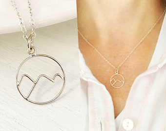 Mountain Range Necklace - Sterling silver wanderlust hiking jewelry, minimalist jewelry