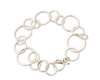 Sterling Silver Large Link Toggle Bracelet, Gift for daughter wife or girlfriend, best friend gift, Womens Bracelet