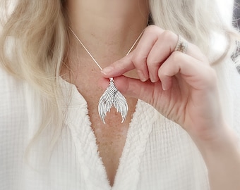 Collier de sirène pour femme, bijoux tendance en argent sterling, pendentif queue de sirène, cadeau inspiré de l'océan pour nageur, design détaillé