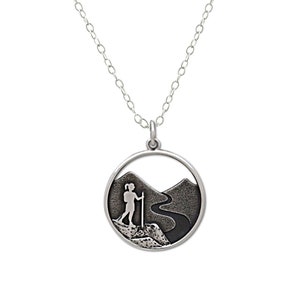 Sterling Silver Hiker Necklace: Mountain Trail Pendant