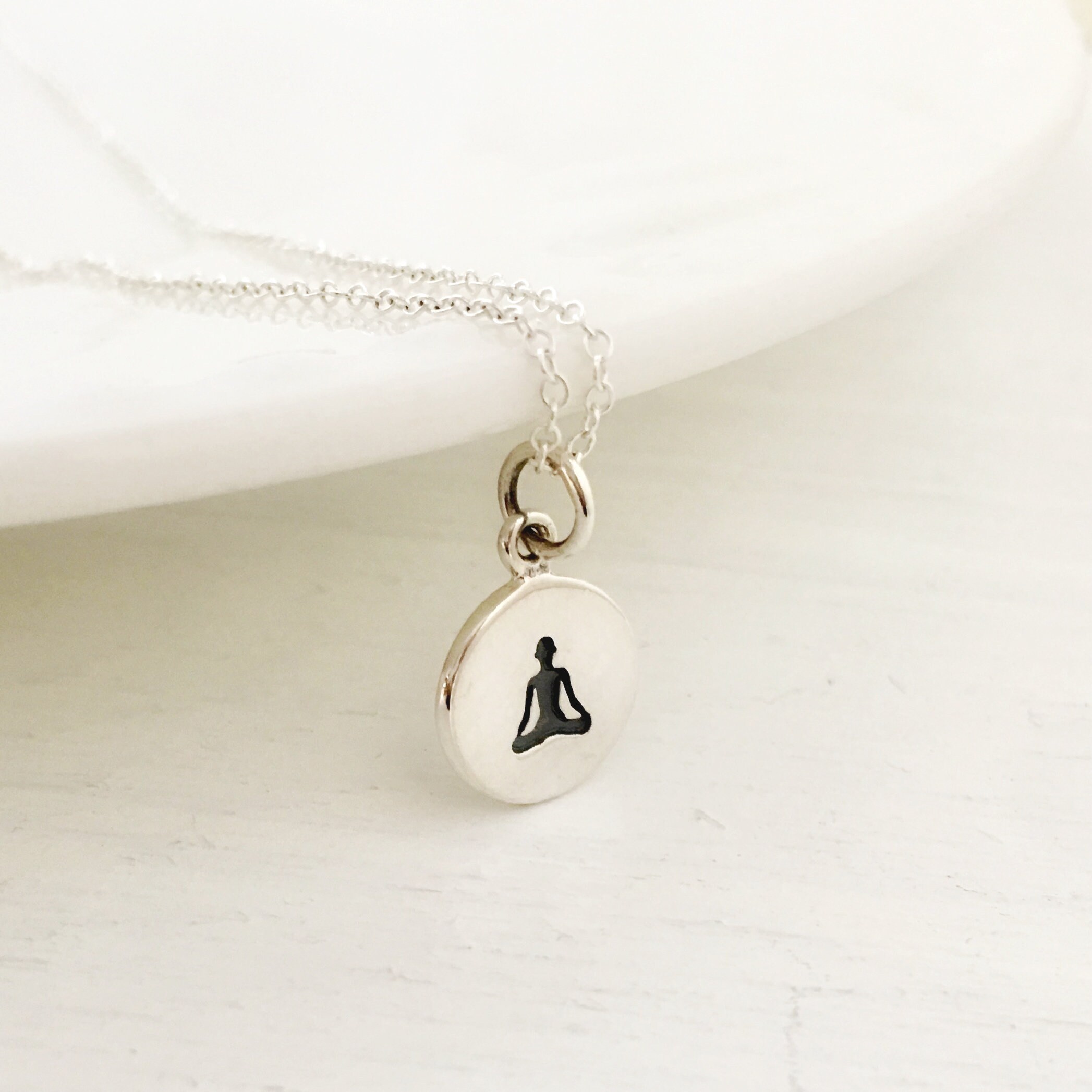 Yoga necklace sitting pose sterling silver yoga jewelry gift Etsy