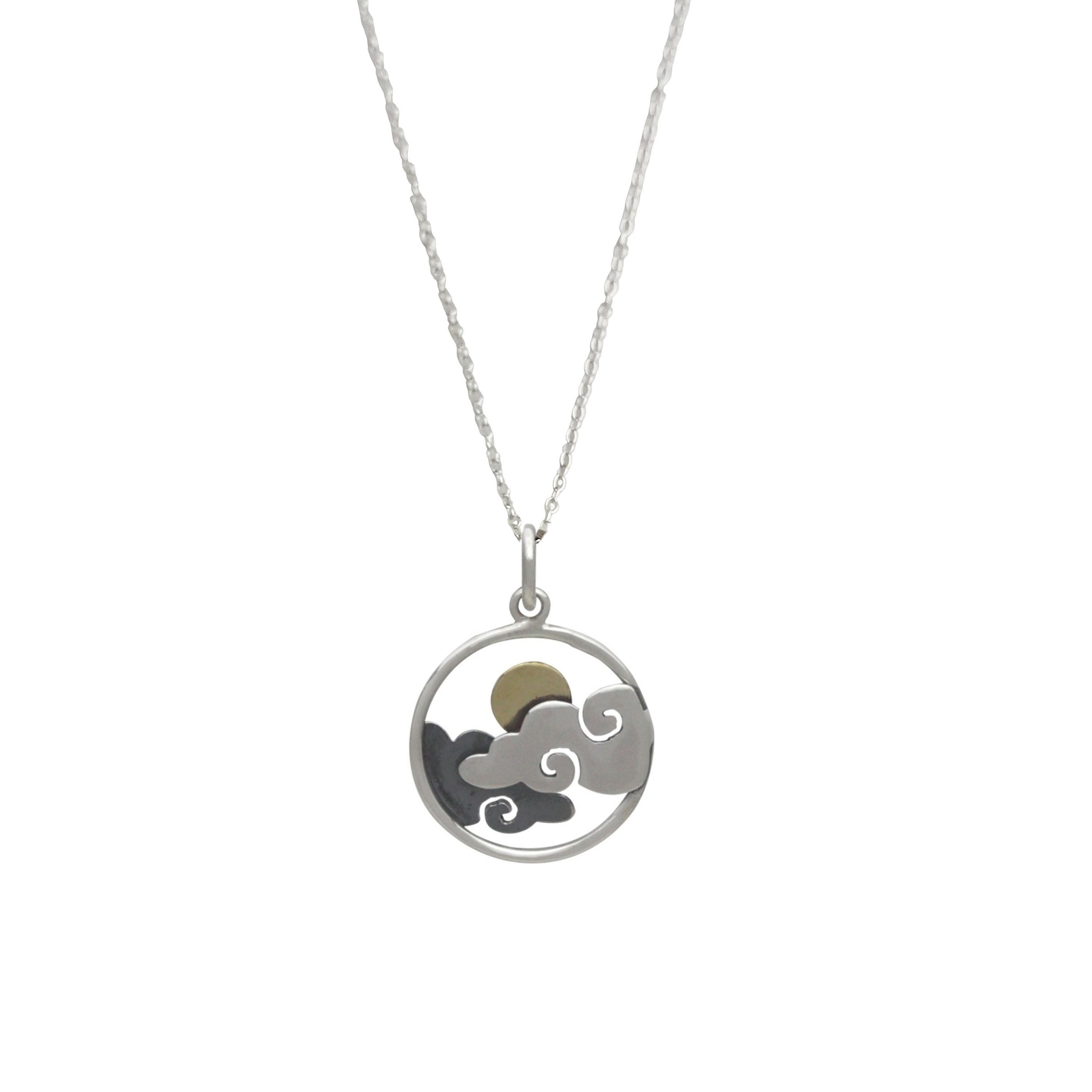 Clouds and Sun Necklace, Moon Necklace for Women, sterling silver nec…