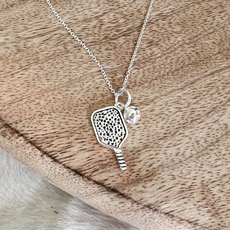 Pickleball Necklace, Sterling Silver Jewelry Womens Gifts, Girls or Womens Pickleball Gifts, Pickleball Paddle and Ball Charms, Mothers Day image 6
