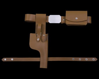 Han Solo DL44 Holster Belt, Brown Leather, Star Wars Rebel Pilot Costume