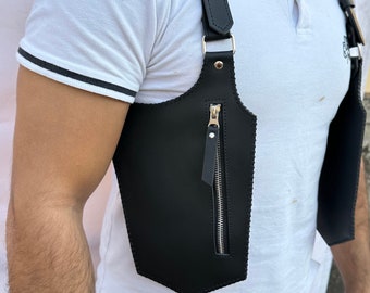 Genuine Leather Holster Bag: Tan Shoulder Festival Bag