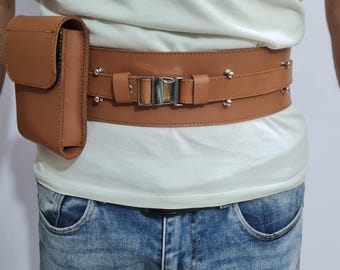 New Star Wars Obi-Wan Kenobi Jedi/Sith Belt, Real Leather with pouch