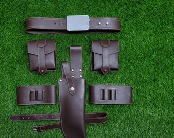 Handmade Death Watch Mandalorian Leather Armor Belt, Holster & Pouches