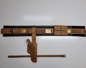 Boba Fett Costume Belt: Genuine Leather with Gun Holster & Pouches