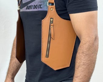 Leather Holster Bag: Tan Festival Shoulder Bag with Zipper