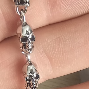 Skull bracelet - silver skull bracelet - rocker bracelet - birthday gift