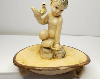 vintage style trinket dish - boy and a bird trinket dish - ideal for jewellery - mothers day gift - birthday gift - easter gift - gift