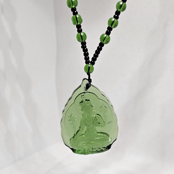Green Buddha Pendant Necklace – Unisex Spiritual Jewellery, Tribal