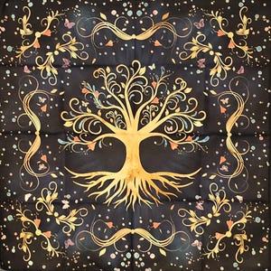 Tovaglia vibrante per altare con albero della vita - tovaglia per santuario - tovaglia per tarocchi - regalo di tovaglia per altare per compleanno o Natale - arazzo in stoffa spirituale