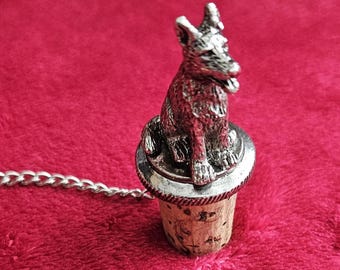German Shepherd Dog Wine Bottle Stopper – Metal Dog Topper – Barware Gift – Collectible Wine Accessory