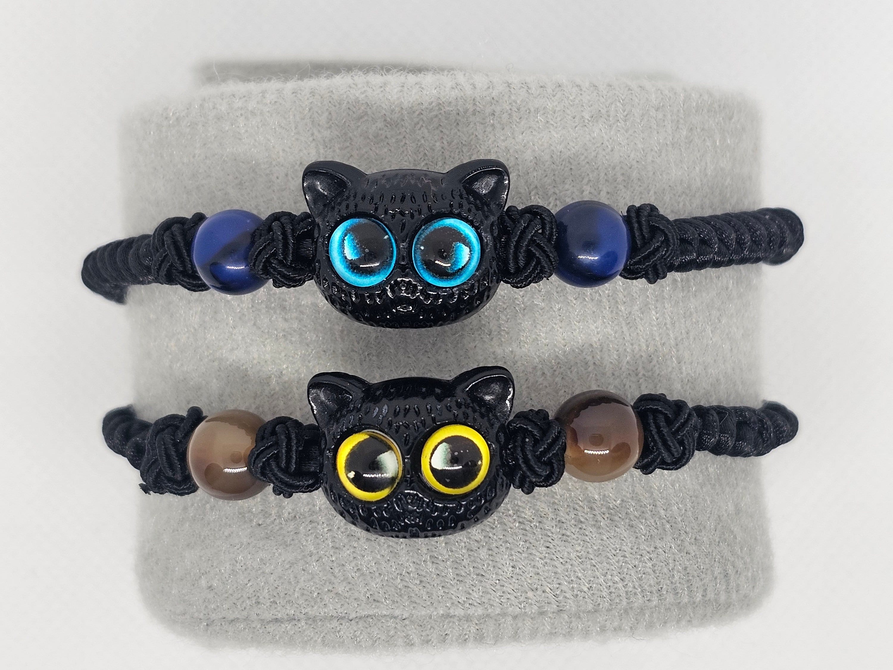 TTOVEN Bracciale Con Ciondolo Gatto – Regalo Per Ragazze Amanti Dei Gatti – In Acciaio Inossidabile – Con Catena Regolabile E Sacchetto In Velluto