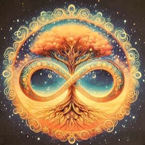 Nappe d'autel colorée de l'Arbre de Vie de l'Infini - tapisserie murale - nappe de sanctuaire - nappe de tarot - grande nappe d'autel - nappe spirituelle