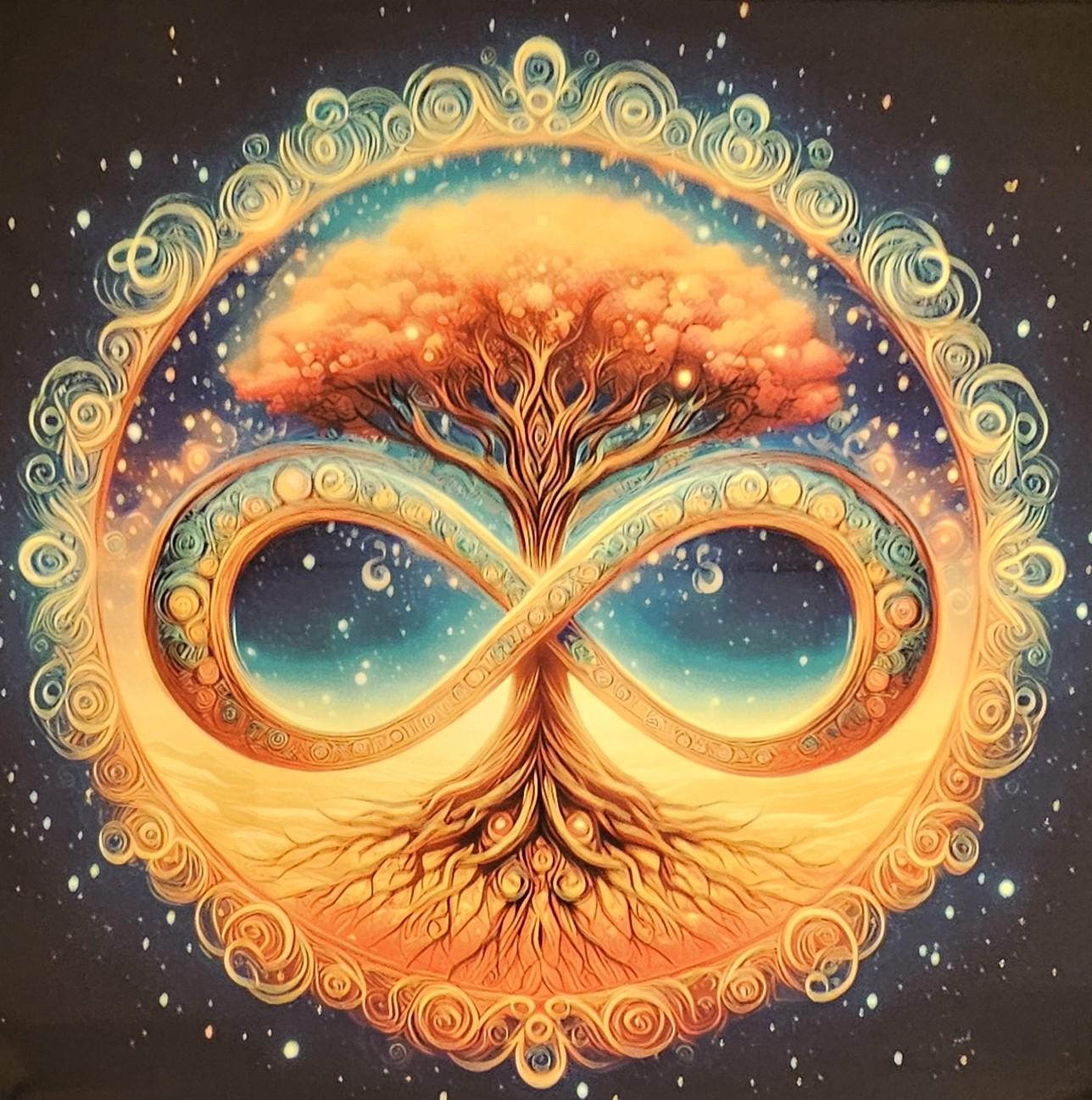 Infinity Tree of Life colorful altar cloth - tapestry wall hanging - shrine cloth - tarot cloth - large altar cloth - spiritual cloth