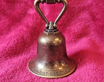 Vintage Solid Brass Bell – “Becker-Beschlage” Inscribed Collectible | 8.5cm Hand Bell Ornament | Classic Brass Home Décor or Desk Display