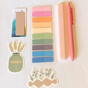 Book Annotation Kit - Sticky Tabs, Highlighter, Pen, Magnetic Bookmark & Stickers